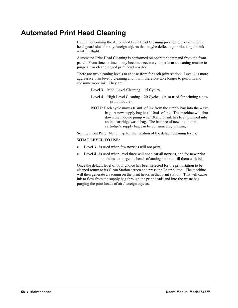 Automated print head cleaning | Paxar 545 User Manual | Page 60 / 121