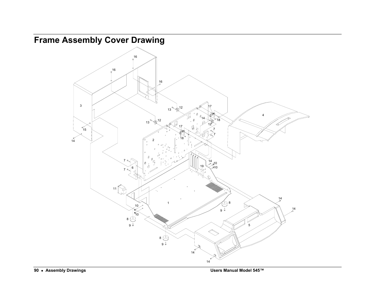 Frame assembly cover drawing | Paxar 545 User Manual | Page 92 / 121