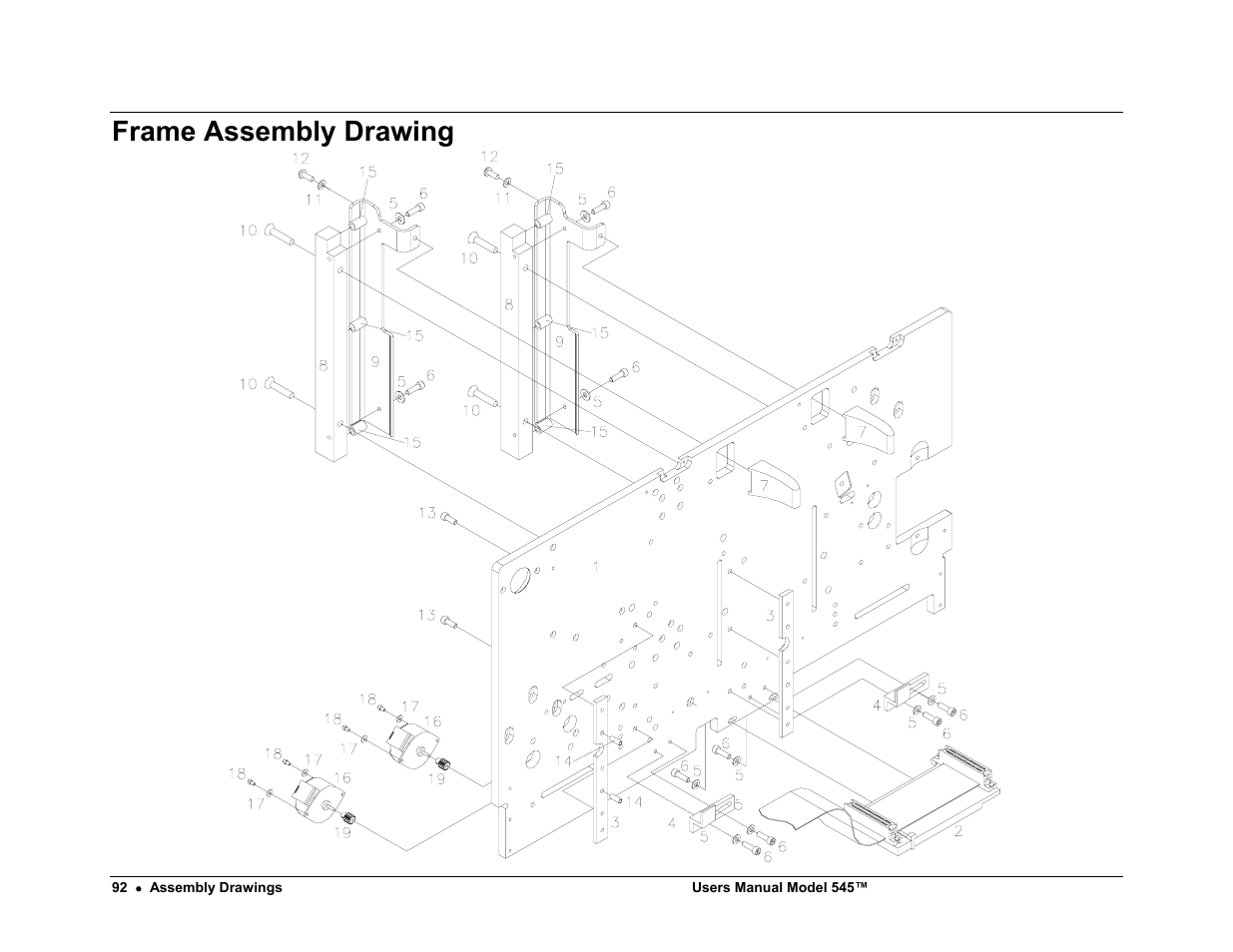 Frame assembly drawing | Paxar 545 User Manual | Page 94 / 121