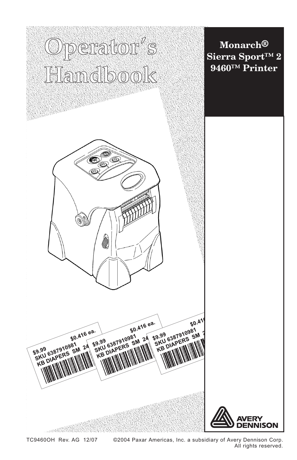Paxar Monarch Sierra Sport2 User Manual | 38 pages