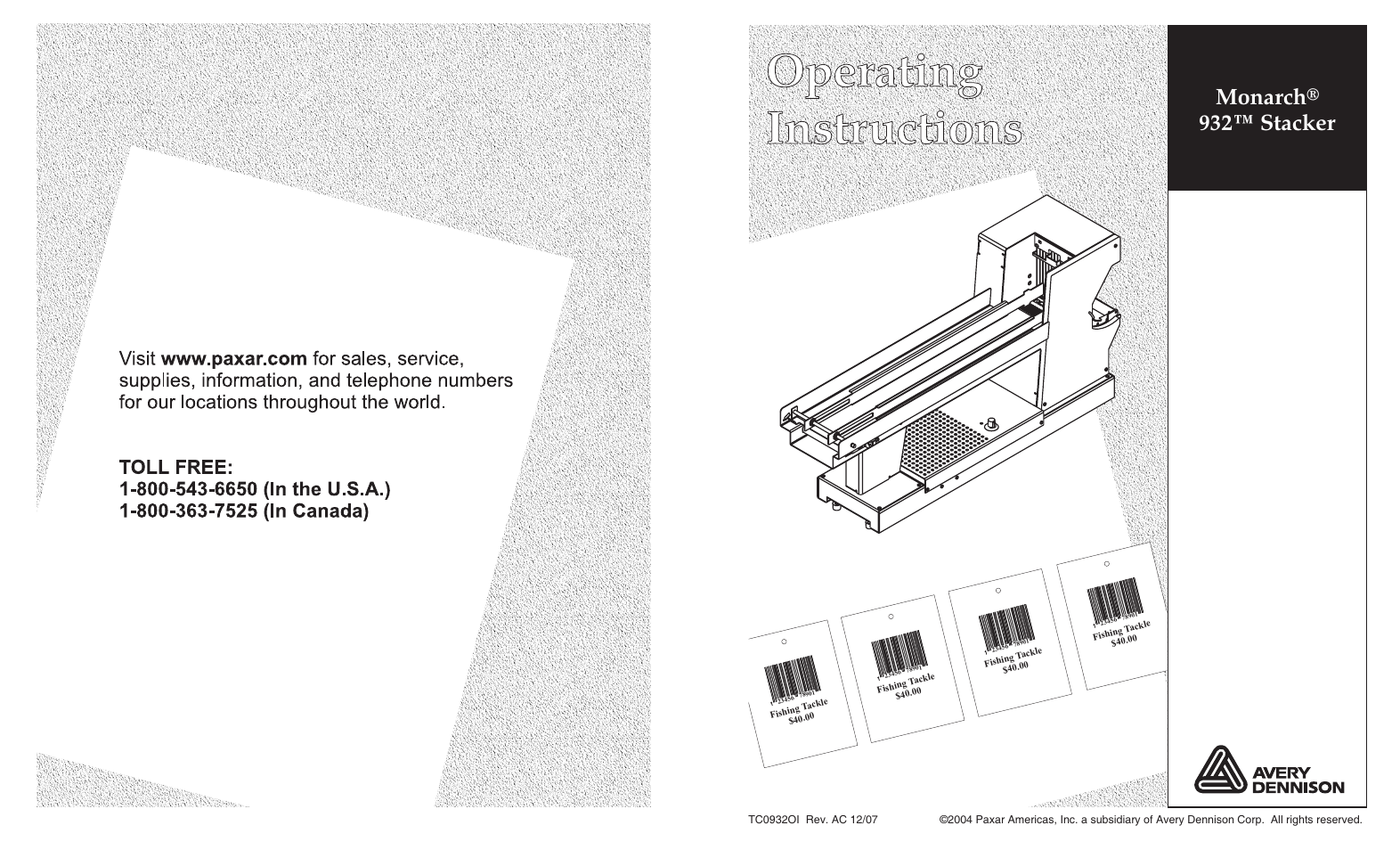 Paxar Stacker Monarch 932TM User Manual | 24 pages