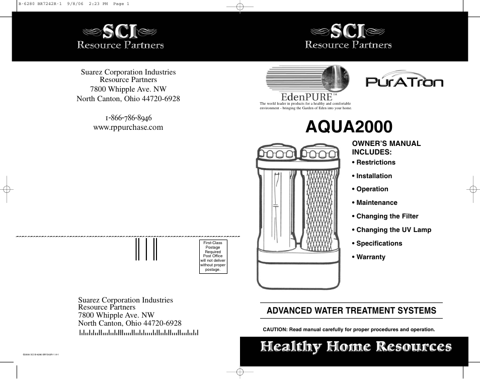 Water-2.pdf, Aqua2000, Advanced water treatment systems | Puratron Products AQUA2000 User Manual | Page 12 / 12