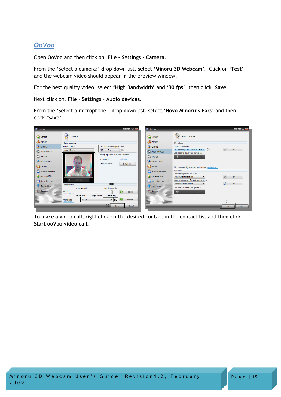 Oovoo | Novo Minoru Minoru 3D User Manual | Page 19 / 22