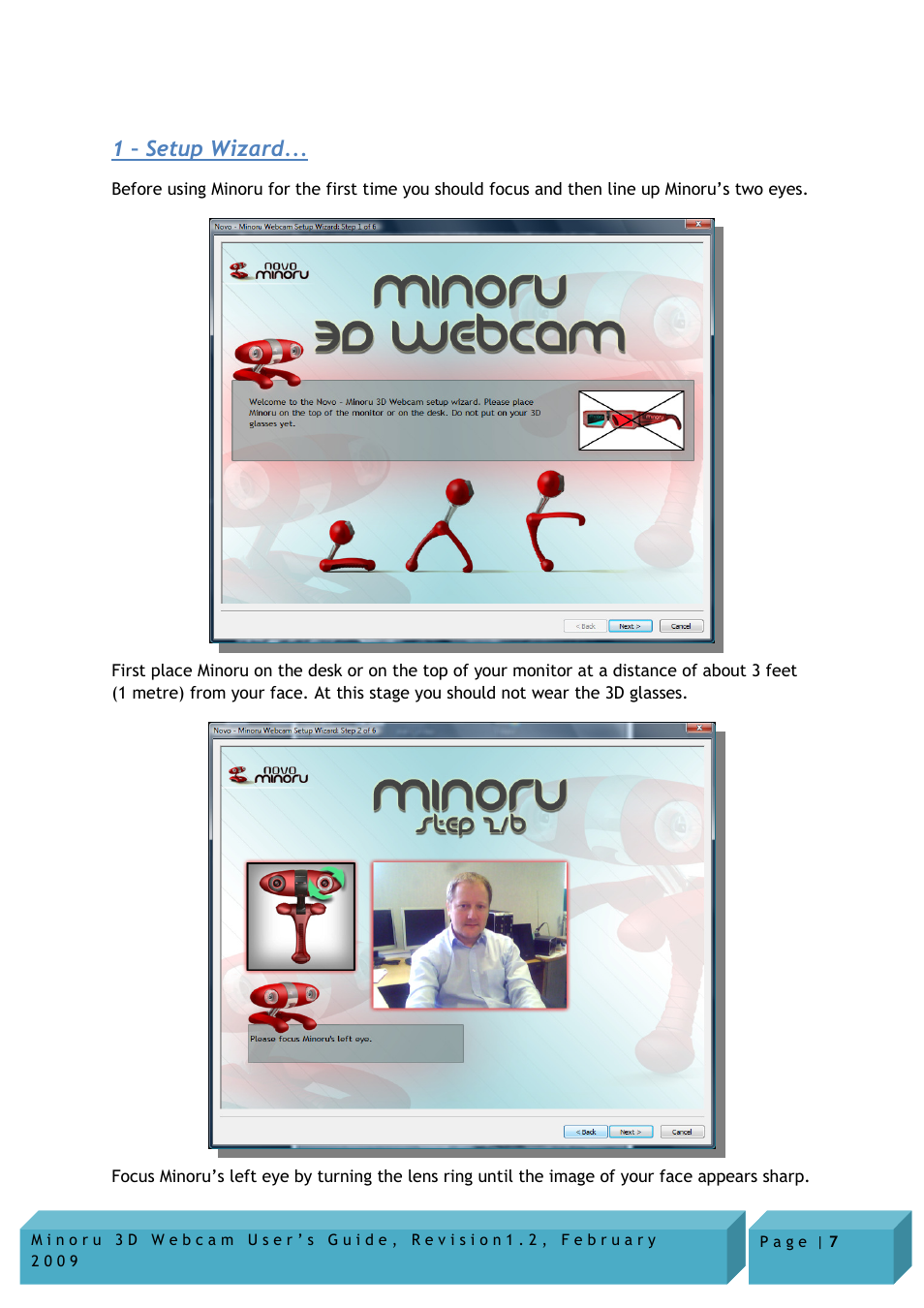 1 – setup wizard | Novo Minoru Minoru 3D User Manual | Page 7 / 22