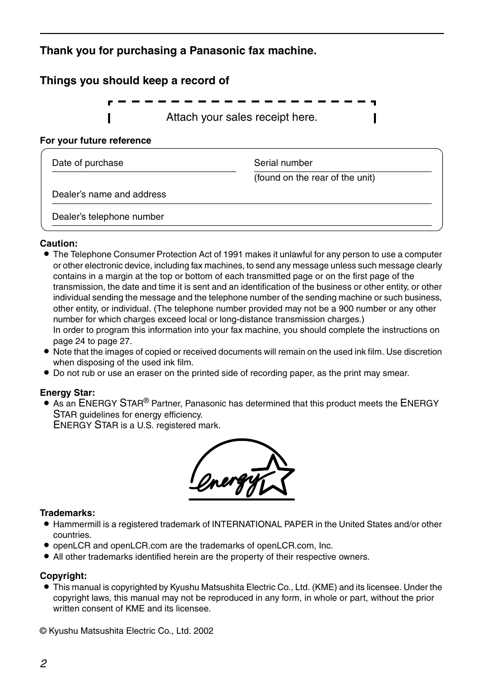 Panasonic KX-FHD351 User Manual | Page 2 / 104