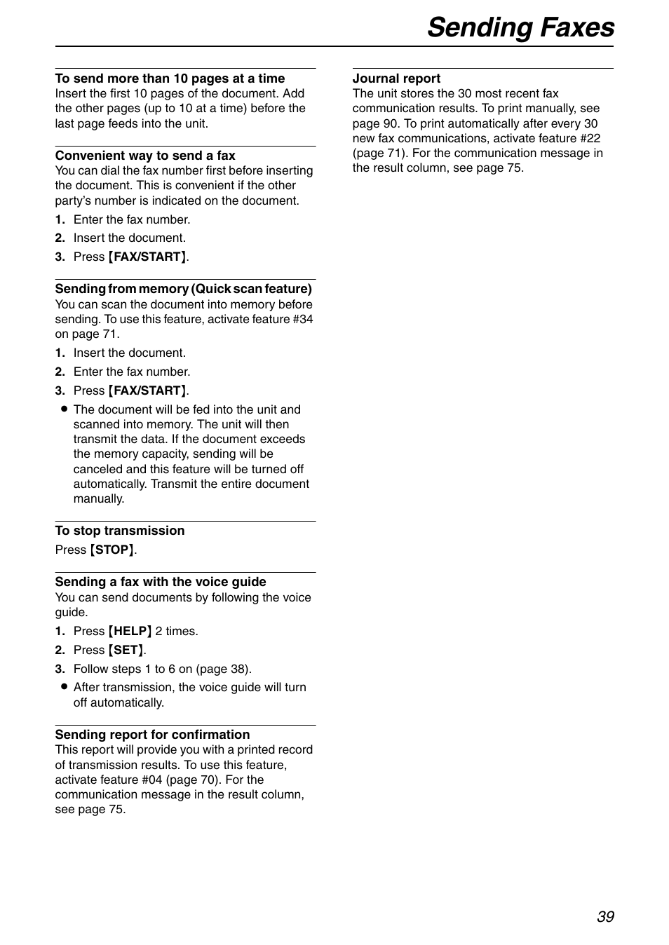 Sending faxes | Panasonic KX-FHD351 User Manual | Page 39 / 104