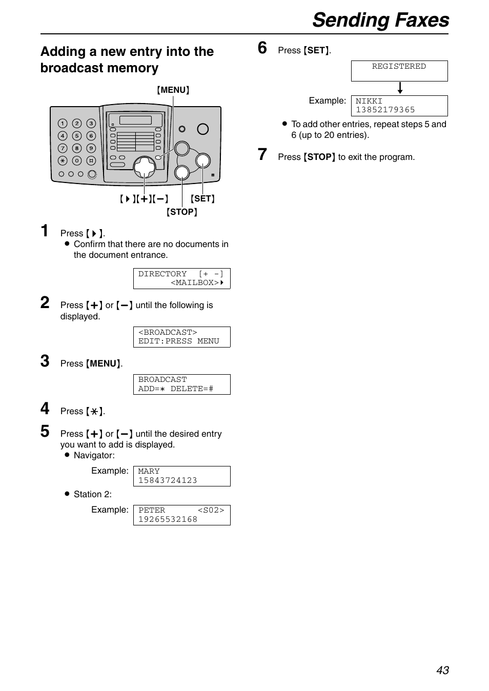 Sending faxes | Panasonic KX-FHD351 User Manual | Page 43 / 104