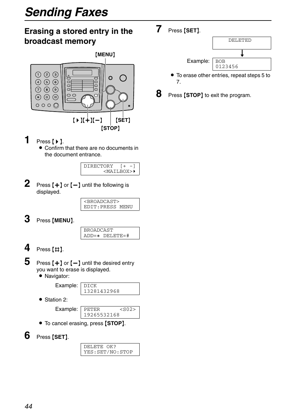 Sending faxes | Panasonic KX-FHD351 User Manual | Page 44 / 104