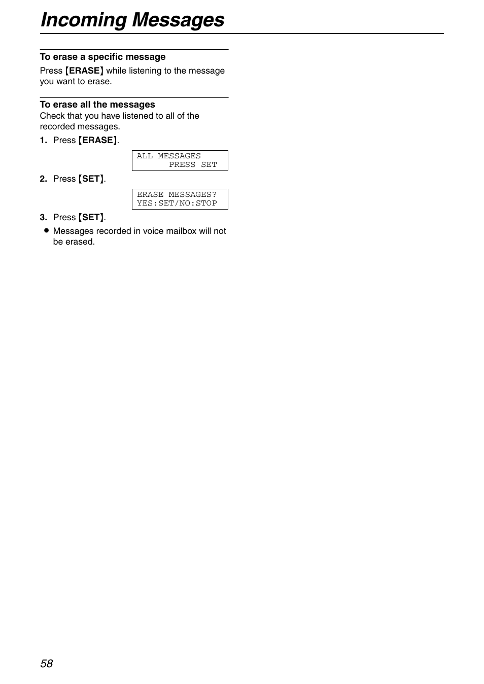 Incoming messages | Panasonic KX-FHD351 User Manual | Page 58 / 104