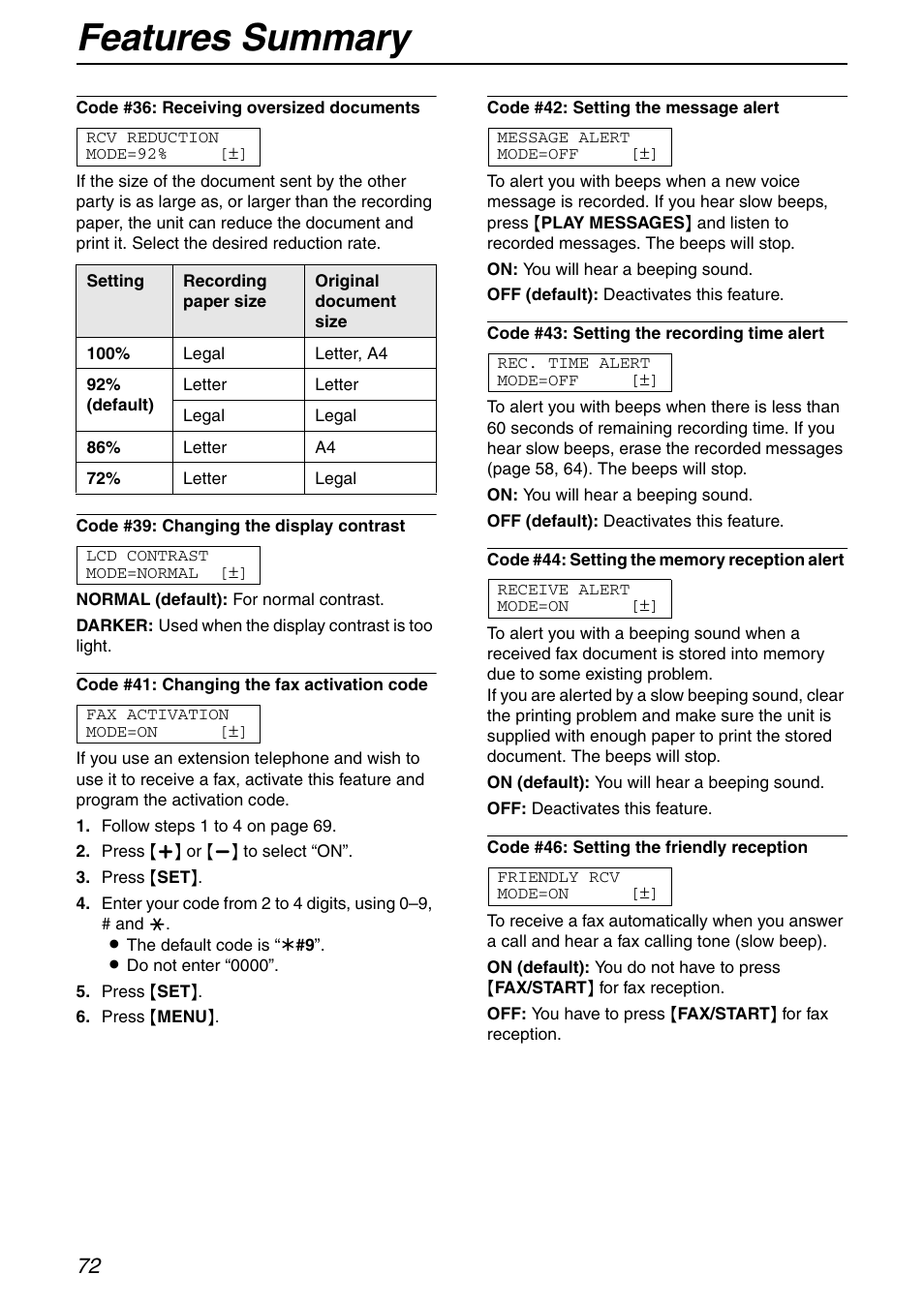 Features summary | Panasonic KX-FHD351 User Manual | Page 72 / 104