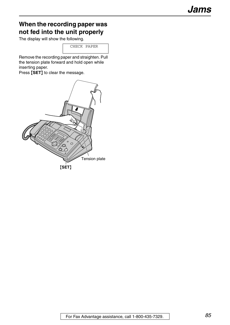 Jams | Panasonic KX-FHD351 User Manual | Page 85 / 104