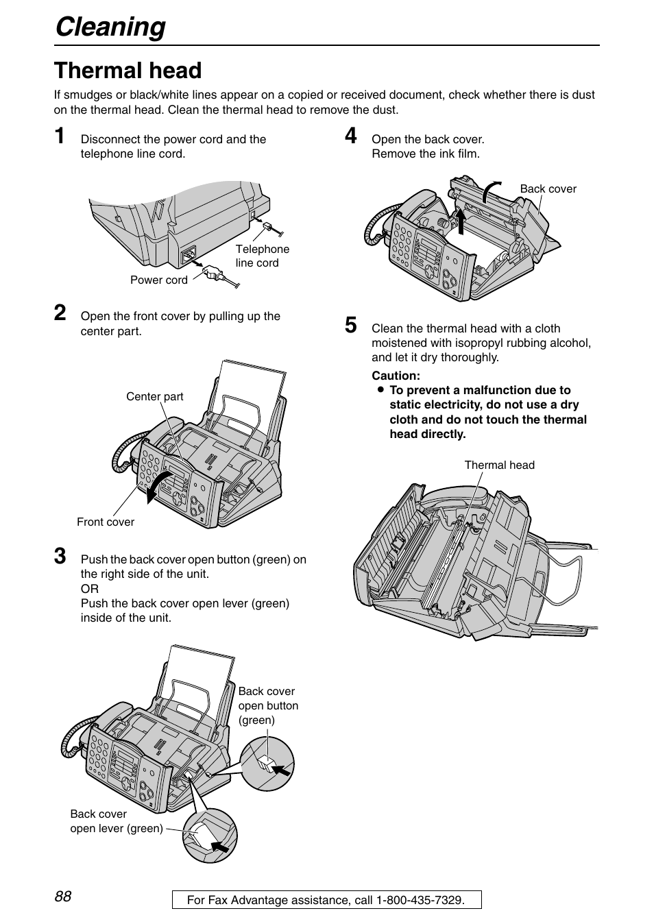 Cleaning, Thermal head | Panasonic KX-FHD351 User Manual | Page 88 / 104