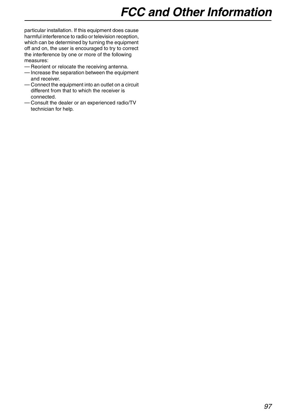 Fcc and other information | Panasonic KX-FHD351 User Manual | Page 97 / 104