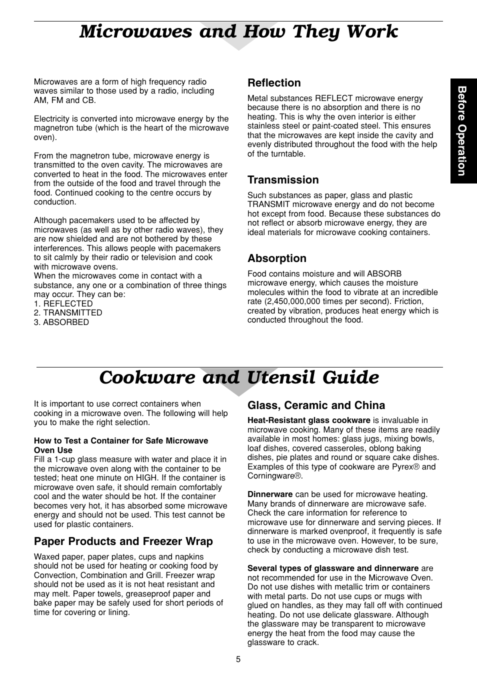 Microwaves and how they work, Cookware and utensil guide | Panasonic NN-C2003S  EN User Manual | Page 7 / 32