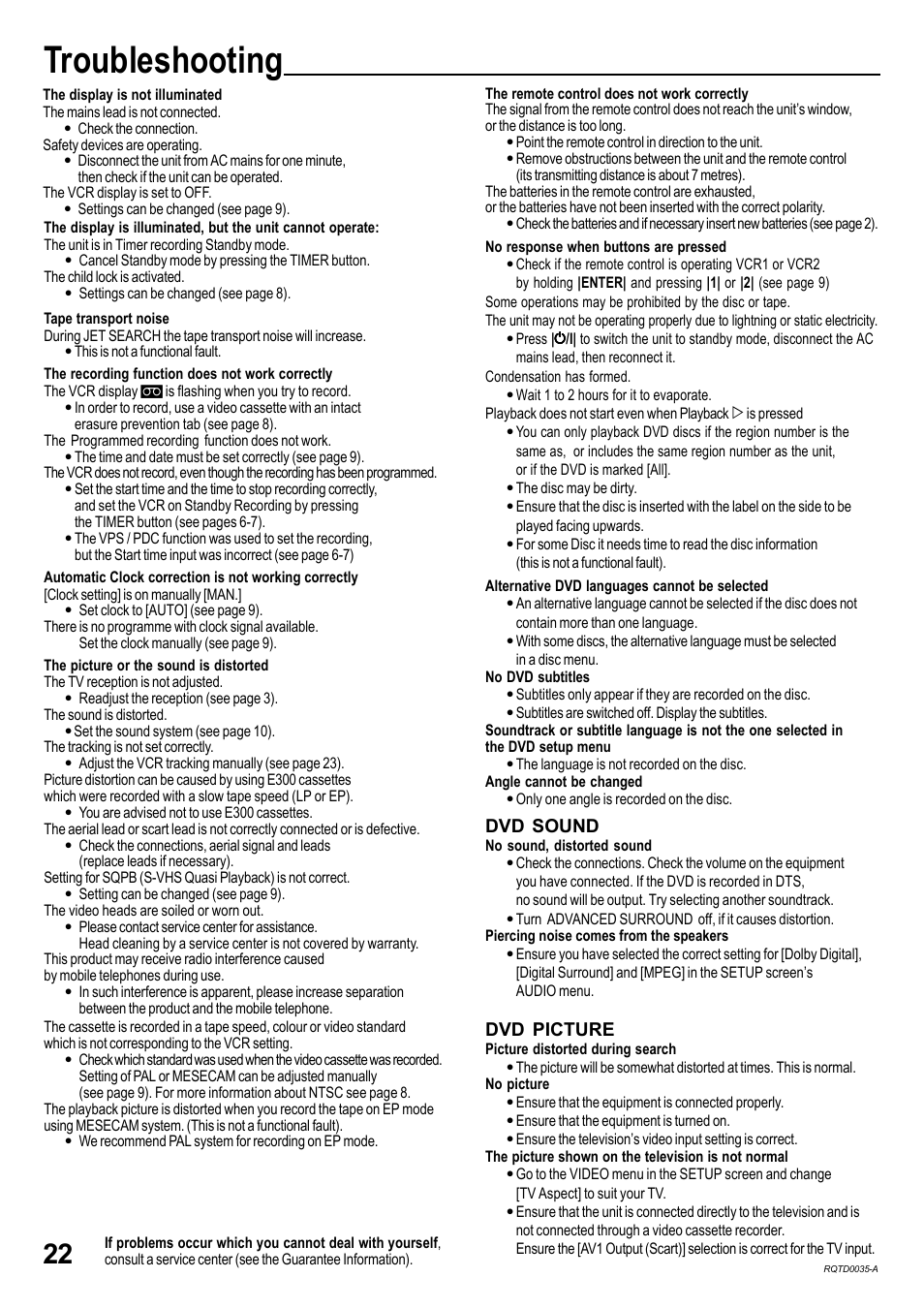 Troubleshooting | Panasonic NV-VHD1EC User Manual | Page 22 / 24