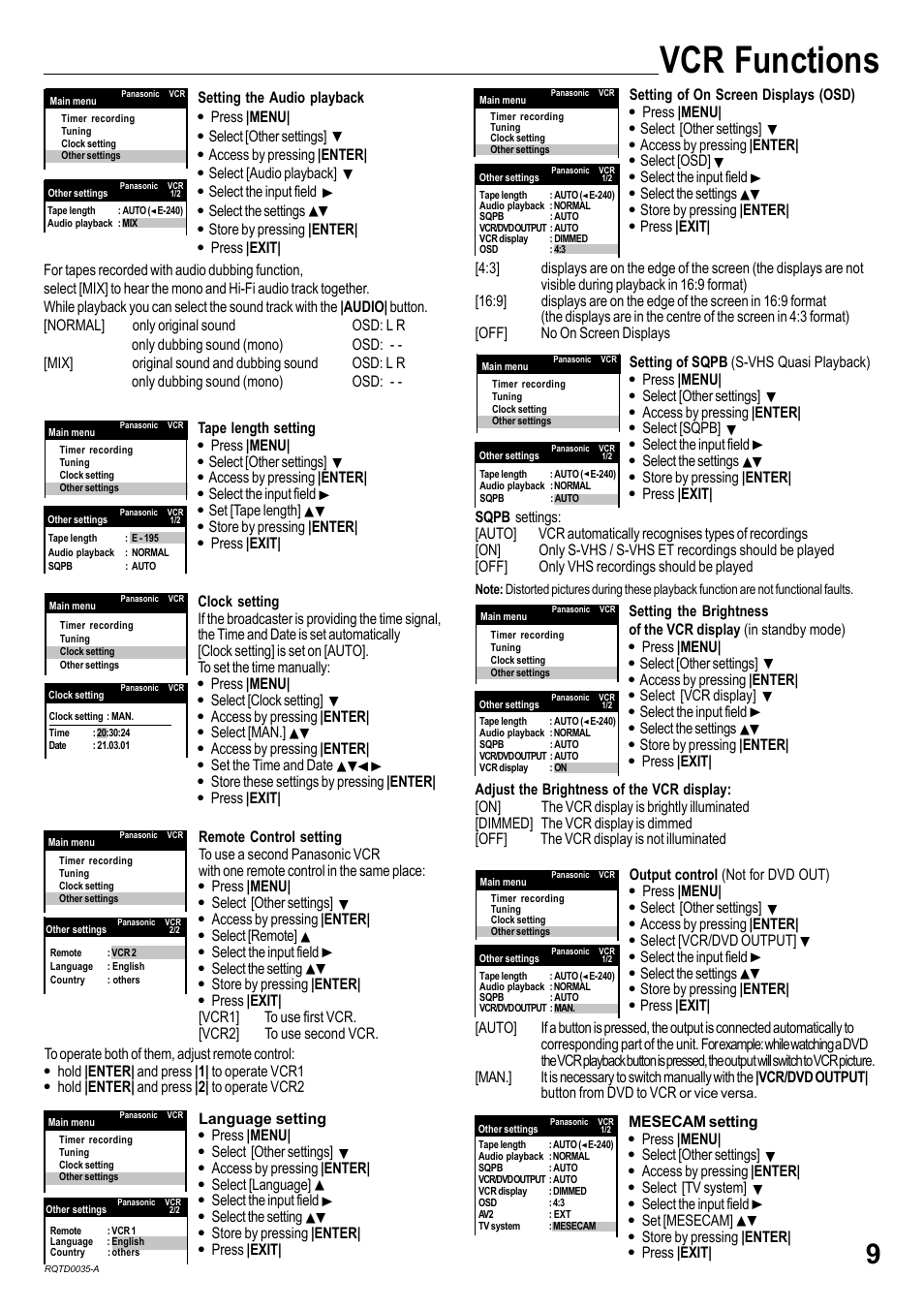 Vcr functions | Panasonic NV-VHD1EC User Manual | Page 9 / 24
