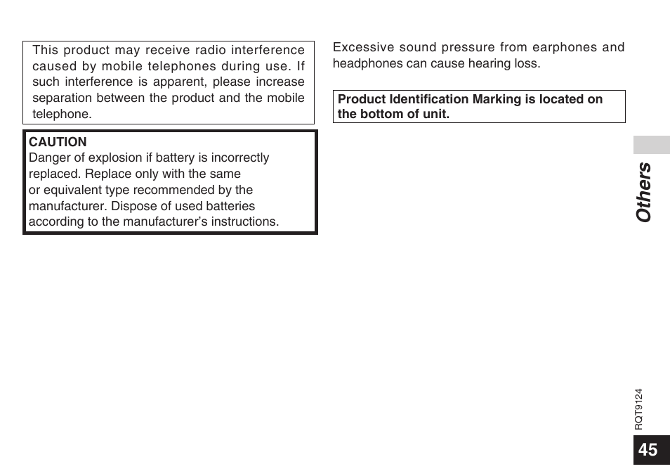 Other s | Panasonic RR-US950 User Manual | Page 45 / 48