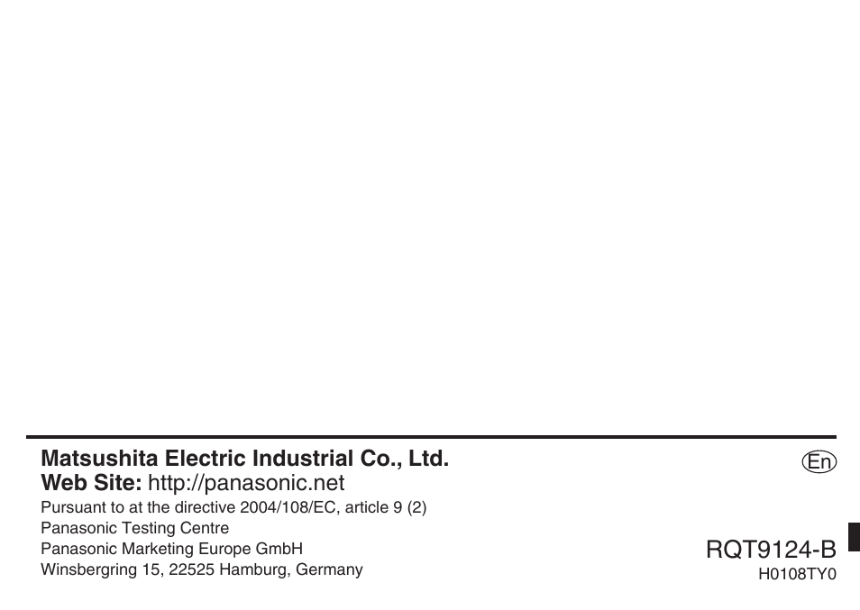 Rqt9124-b | Panasonic RR-US950 User Manual | Page 48 / 48