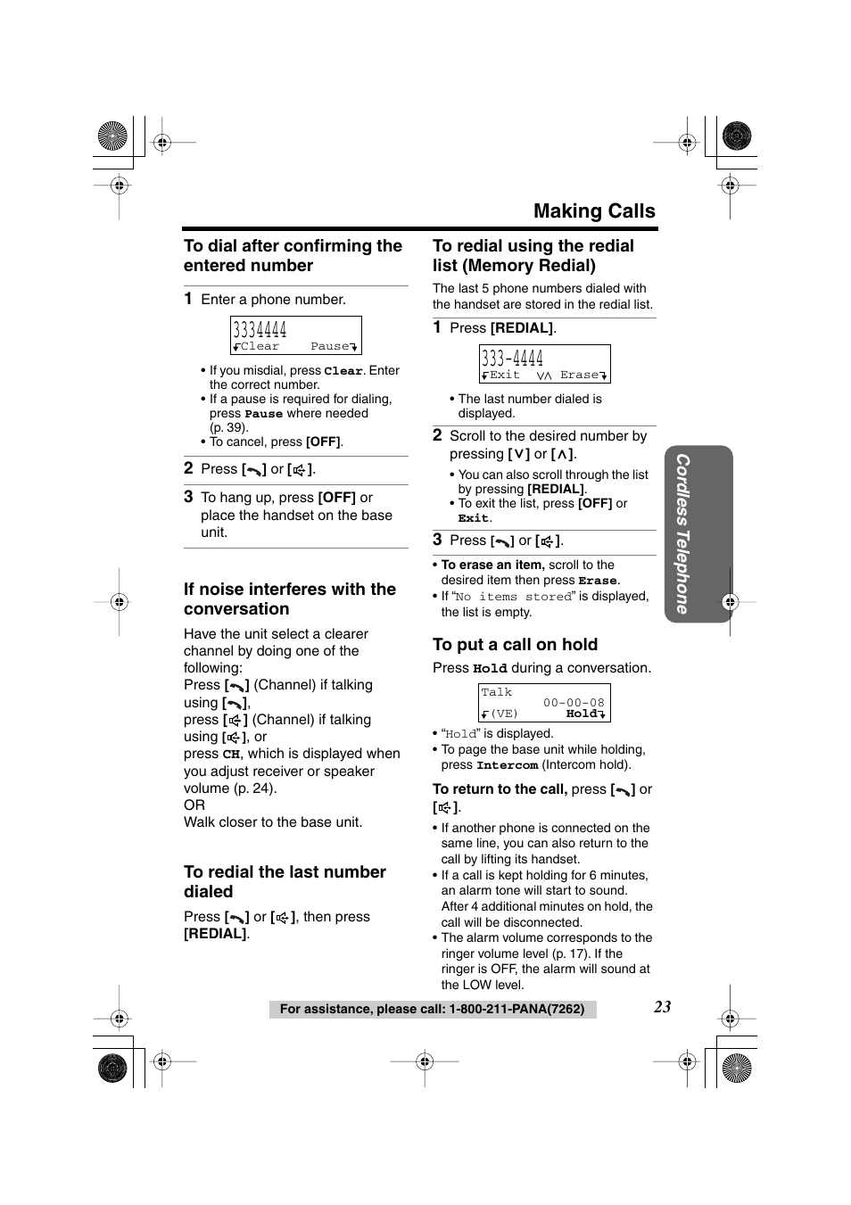 Making calls | Panasonic KX-TG2224F User Manual | Page 23 / 72