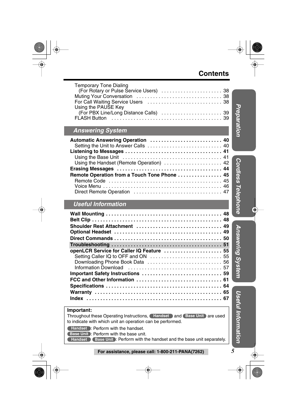 Panasonic KX-TG2224F User Manual | Page 5 / 72