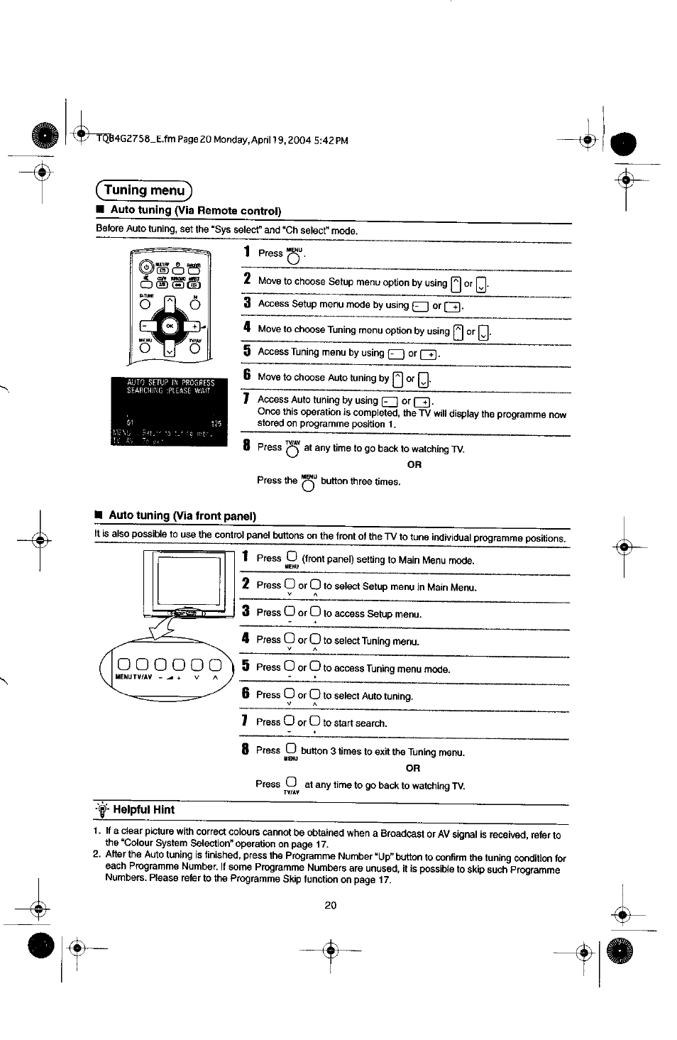 O fl o | Panasonic TX-29F155A User Manual | Page 20 / 32