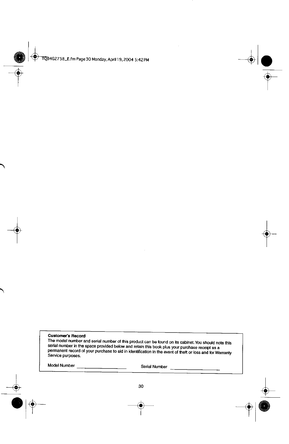 Panasonic TX-29F155A User Manual | Page 30 / 32