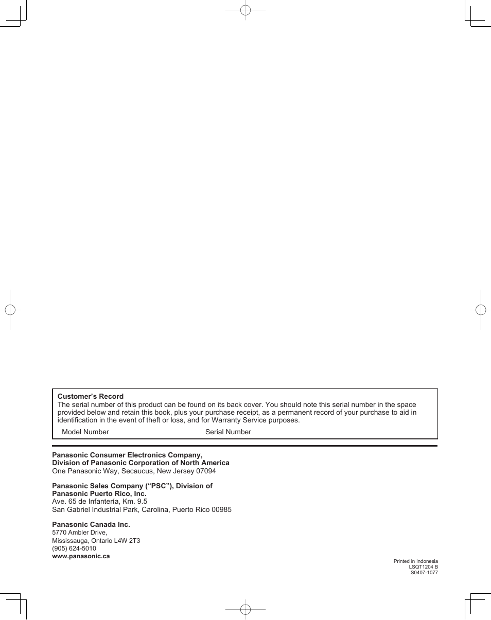 Panasonic LIFI PT-61LCX70 User Manual | Page 64 / 64