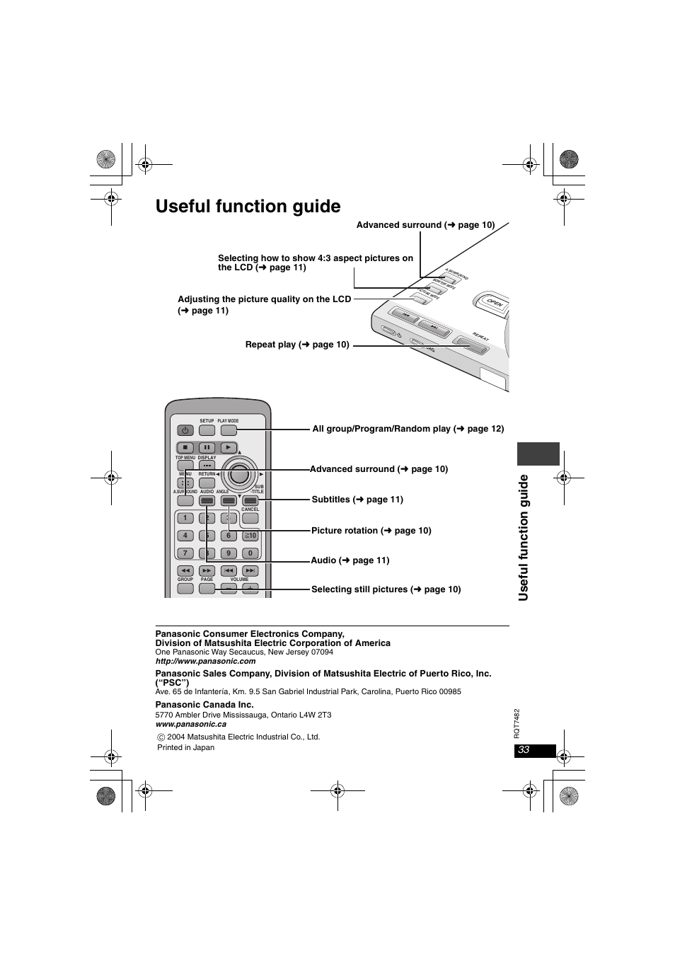 Useful function guide, Usefu l funct ion gui de | Panasonic DVD-LX8  EN User Manual | Page 33 / 33