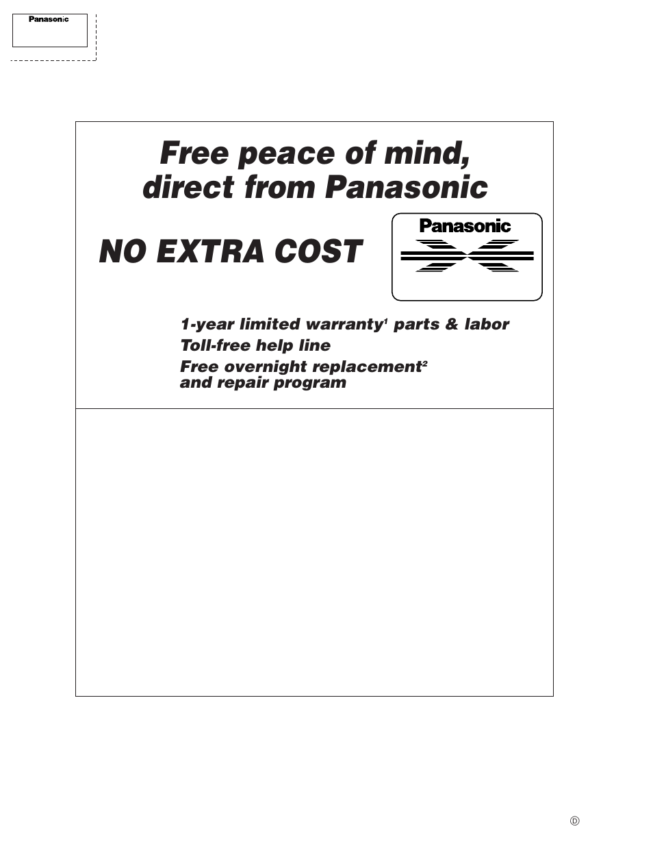 Panasonic fax advantage program, Year limited warranty, Parts & labor | Toll-free help line, Free overnight replacement, And repair program | Panasonic KX-FM255 User Manual | Page 144 / 144