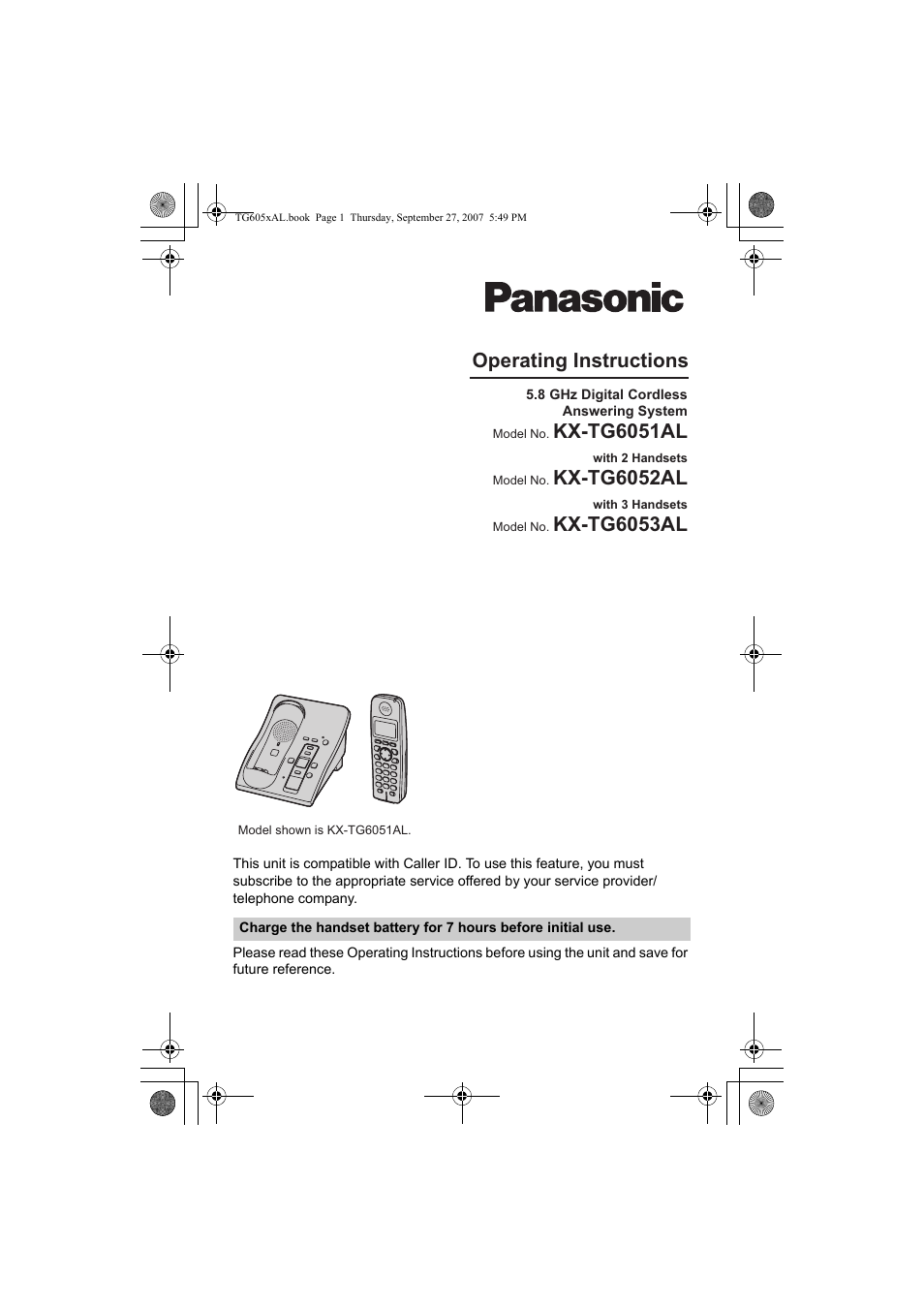 Panasonic KX-TG6051AL User Manual | 52 pages