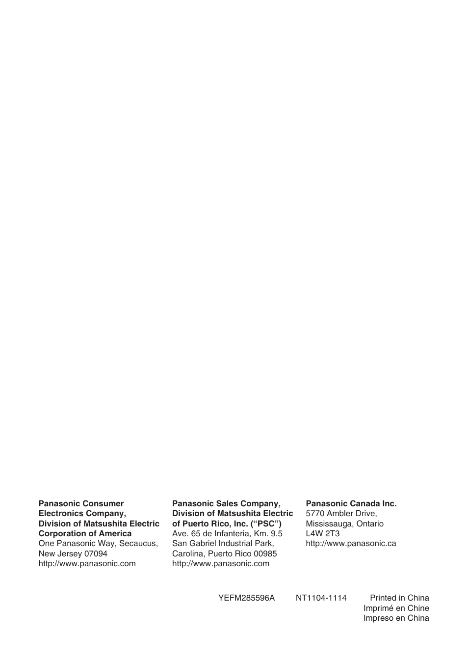 Panasonic C3301U User Manual | Page 36 / 36