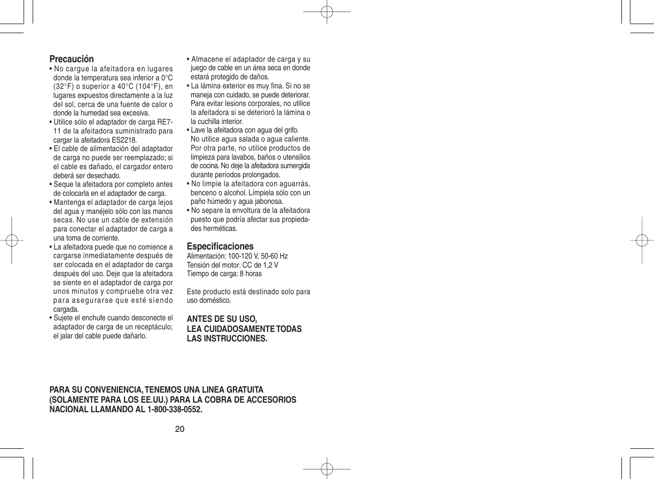 Panasonic ES2218 User Manual | Page 11 / 11