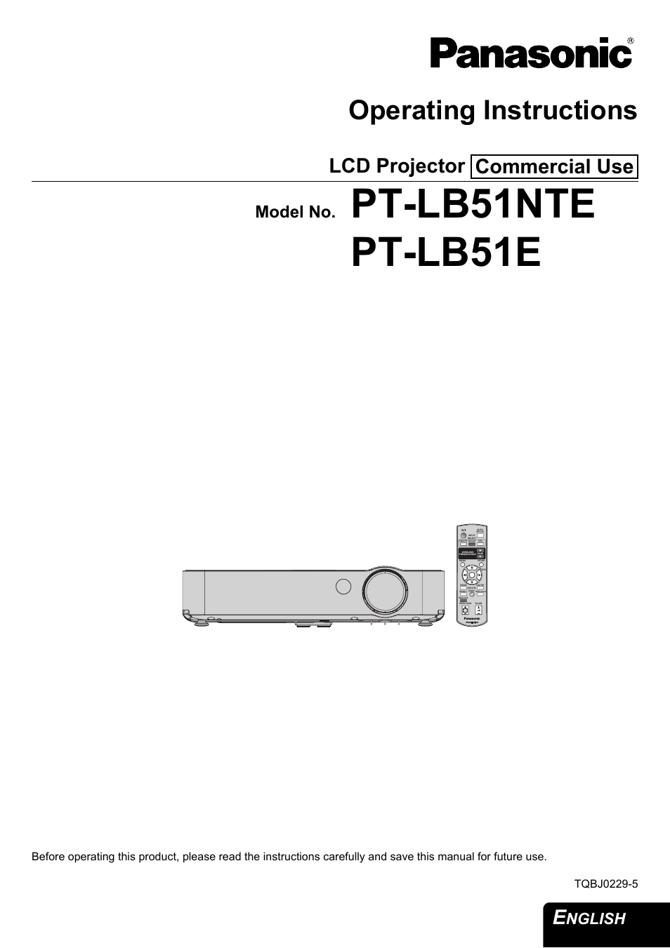 Panasonic PT-LB51E User Manual | 56 pages