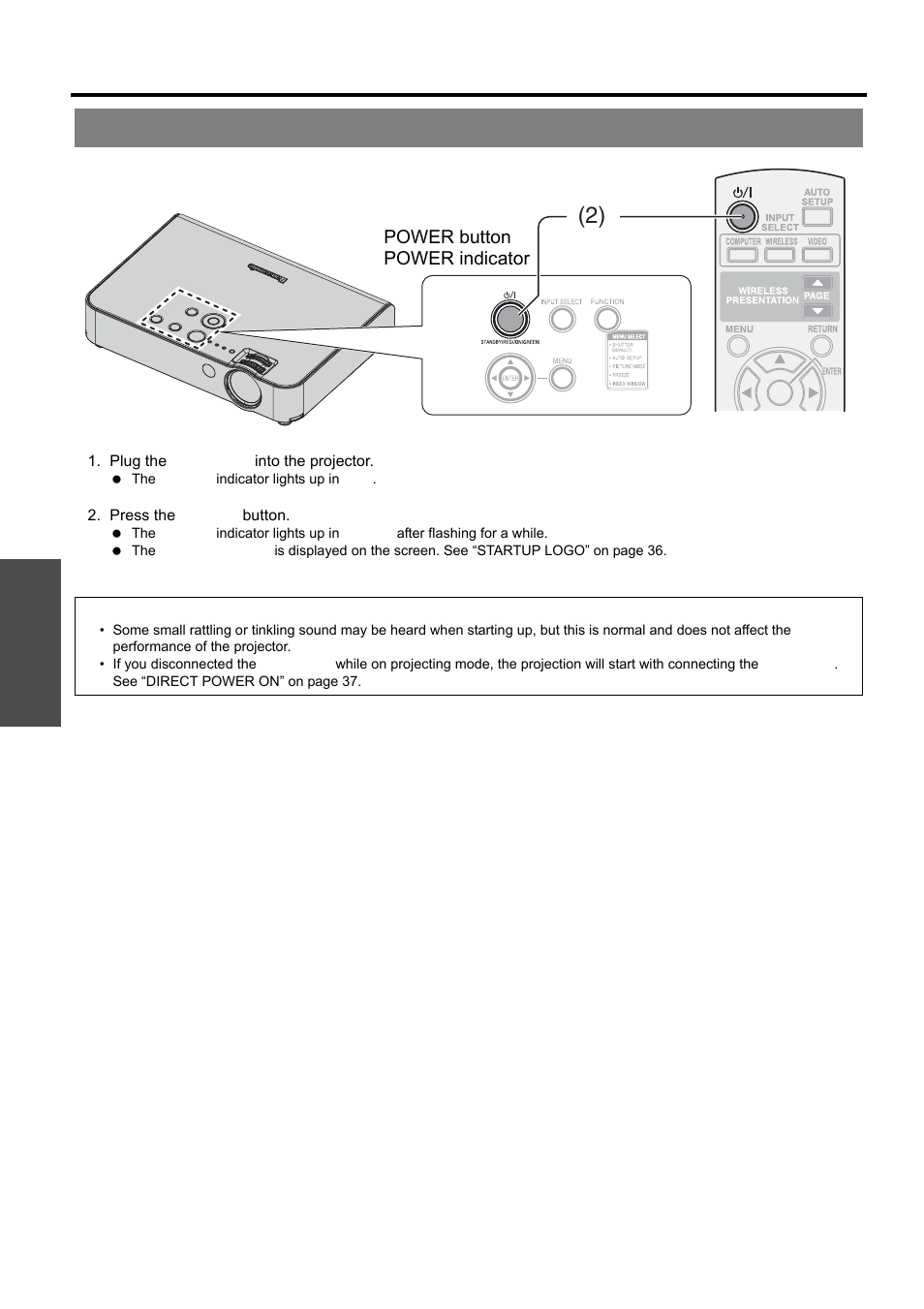 Switching on the projector, Nglish - 22, Switching the projector on/off | Panasonic PT-LB51E User Manual | Page 22 / 56