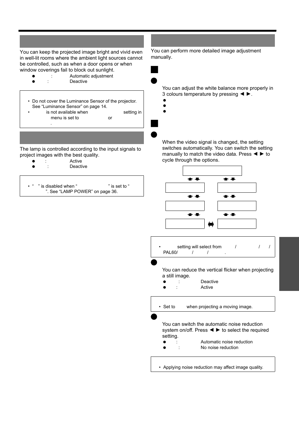 Daylight view, Detailed setup, Nglish - 33 | Picture menu, J for rgb signals, J for s-video/video signals | Panasonic PT-LB51E User Manual | Page 33 / 56