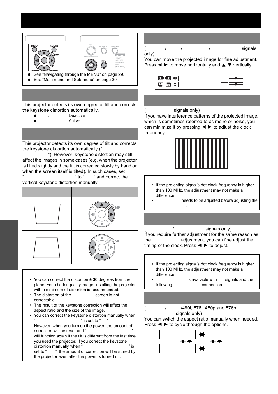 Position menu, Realtime keystone, Keystone | Position, Dot clock, Clock phase, Aspect, Realtime keystone keystone, Position dot clock, Nglish - 34 | Panasonic PT-LB51E User Manual | Page 34 / 56