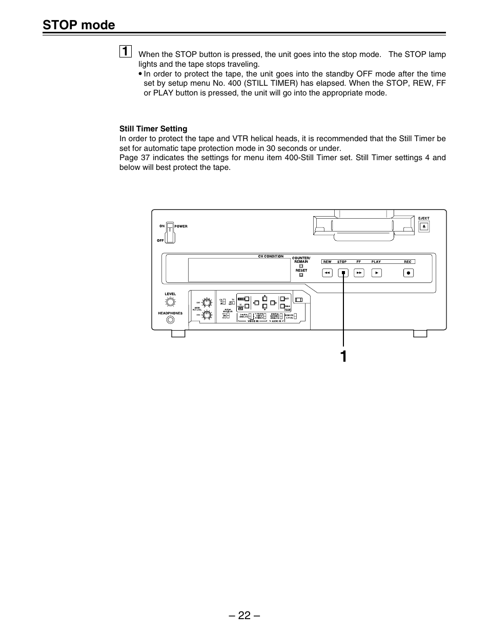 Stop mode | Panasonic AJ-D450 User Manual | Page 22 / 68