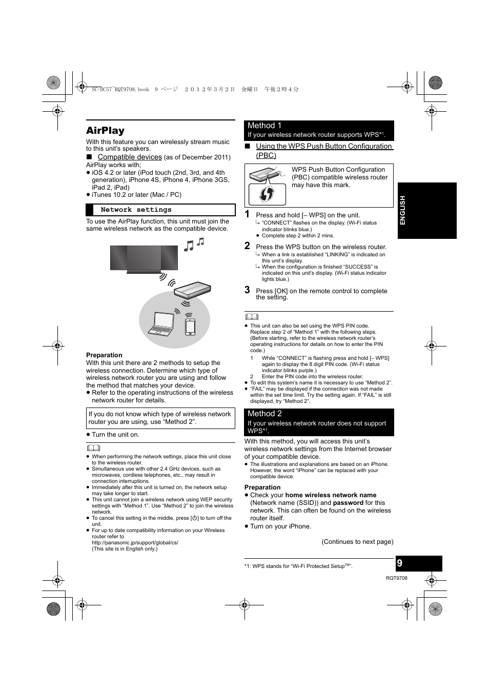 Airplay | Panasonic RQT9708-1P User Manual | Page 9 / 24