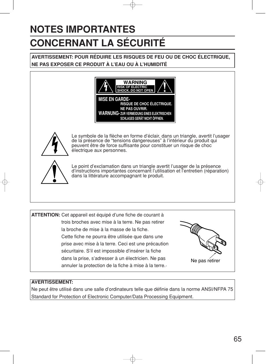 Panasonic PT-D5700UL User Manual | Page 65 / 72