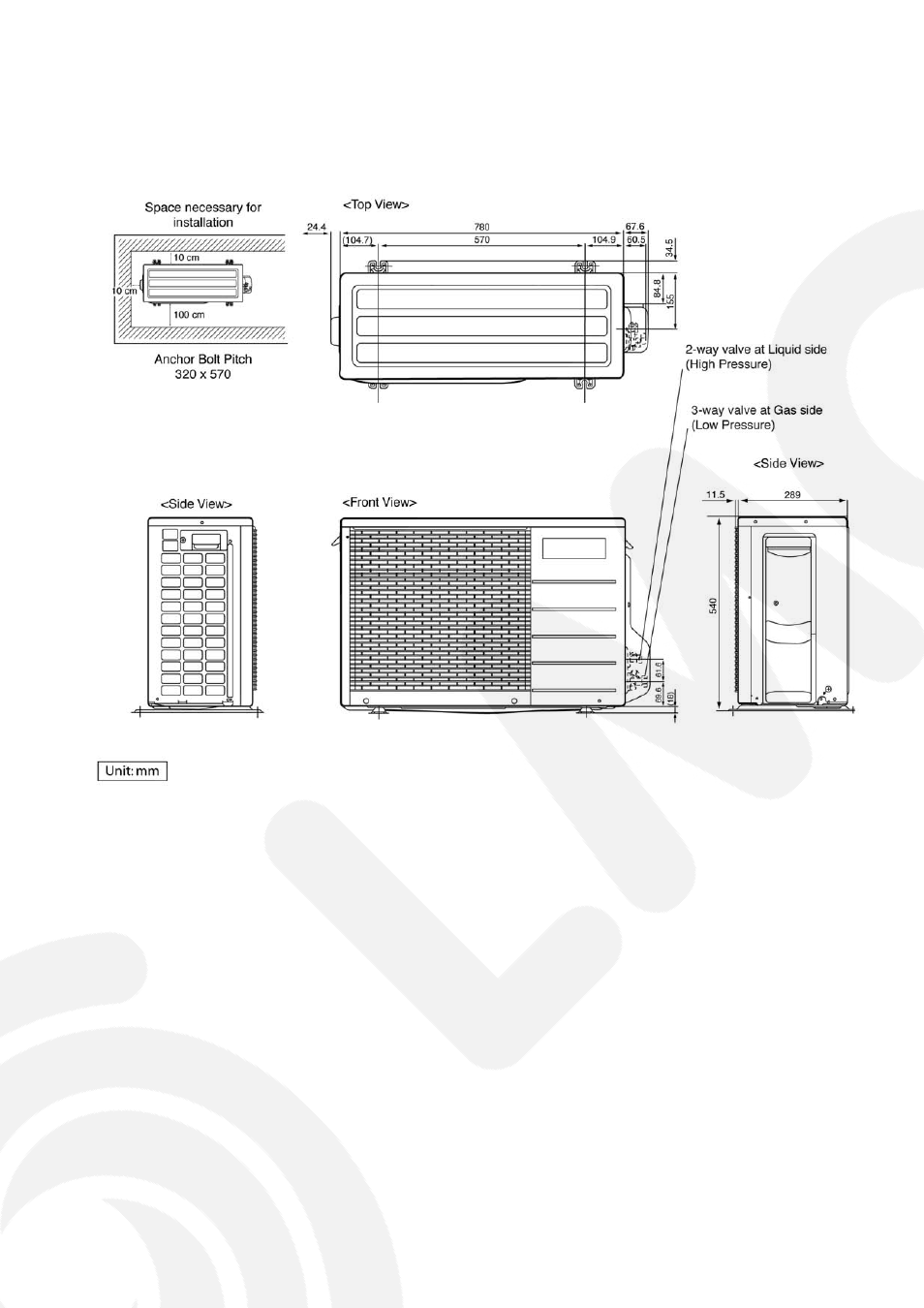 4 dimensions | Panasonic CS-E9GFEW-2 User Manual | Page 11 / 42