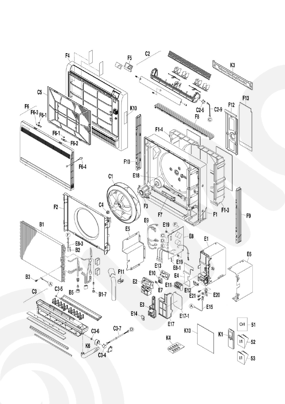 10 exploded view and replacement parts list | Panasonic CS-E9GFEW-2 User Manual | Page 36 / 42