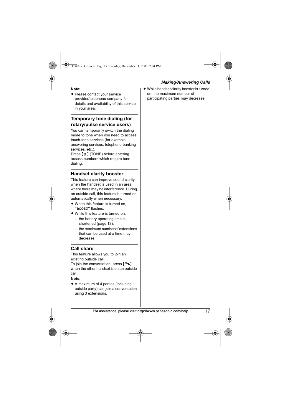 Panasonic KXTG4321 User Manual | Page 17 / 56