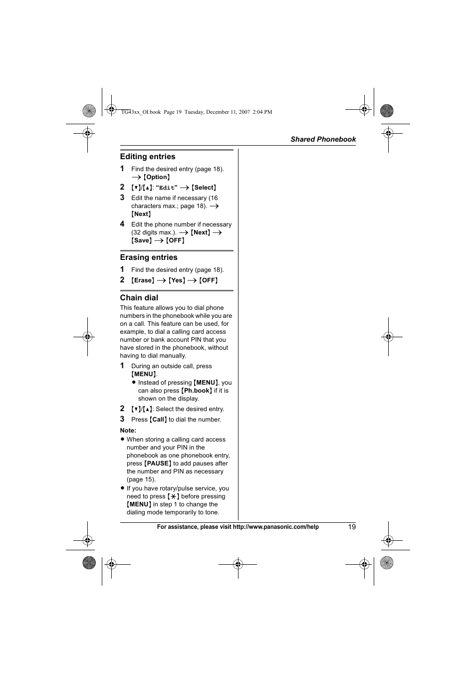 Panasonic KXTG4321 User Manual | Page 19 / 56
