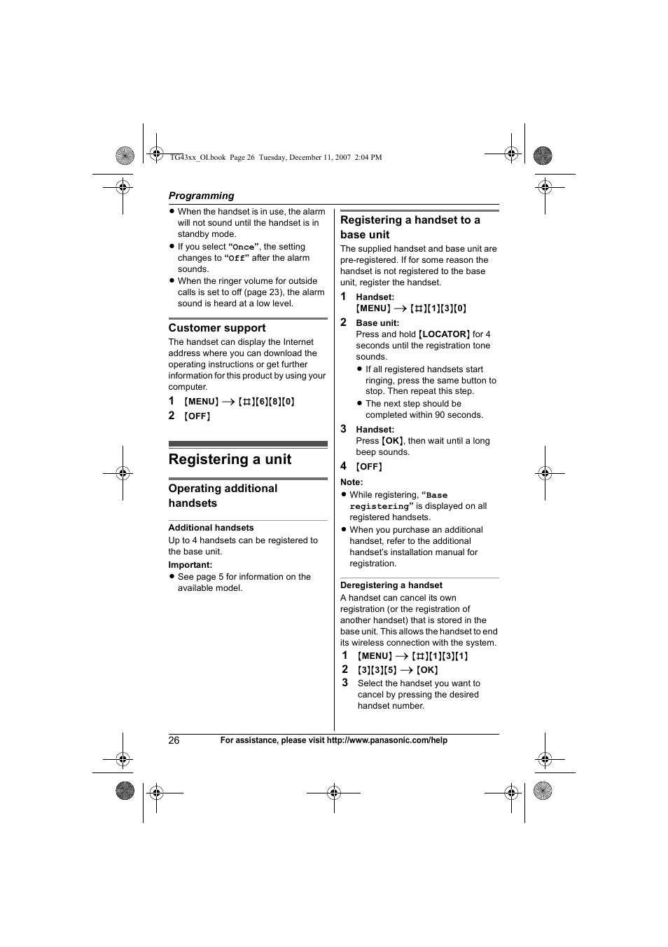 Registering a unit | Panasonic KXTG4321 User Manual | Page 26 / 56