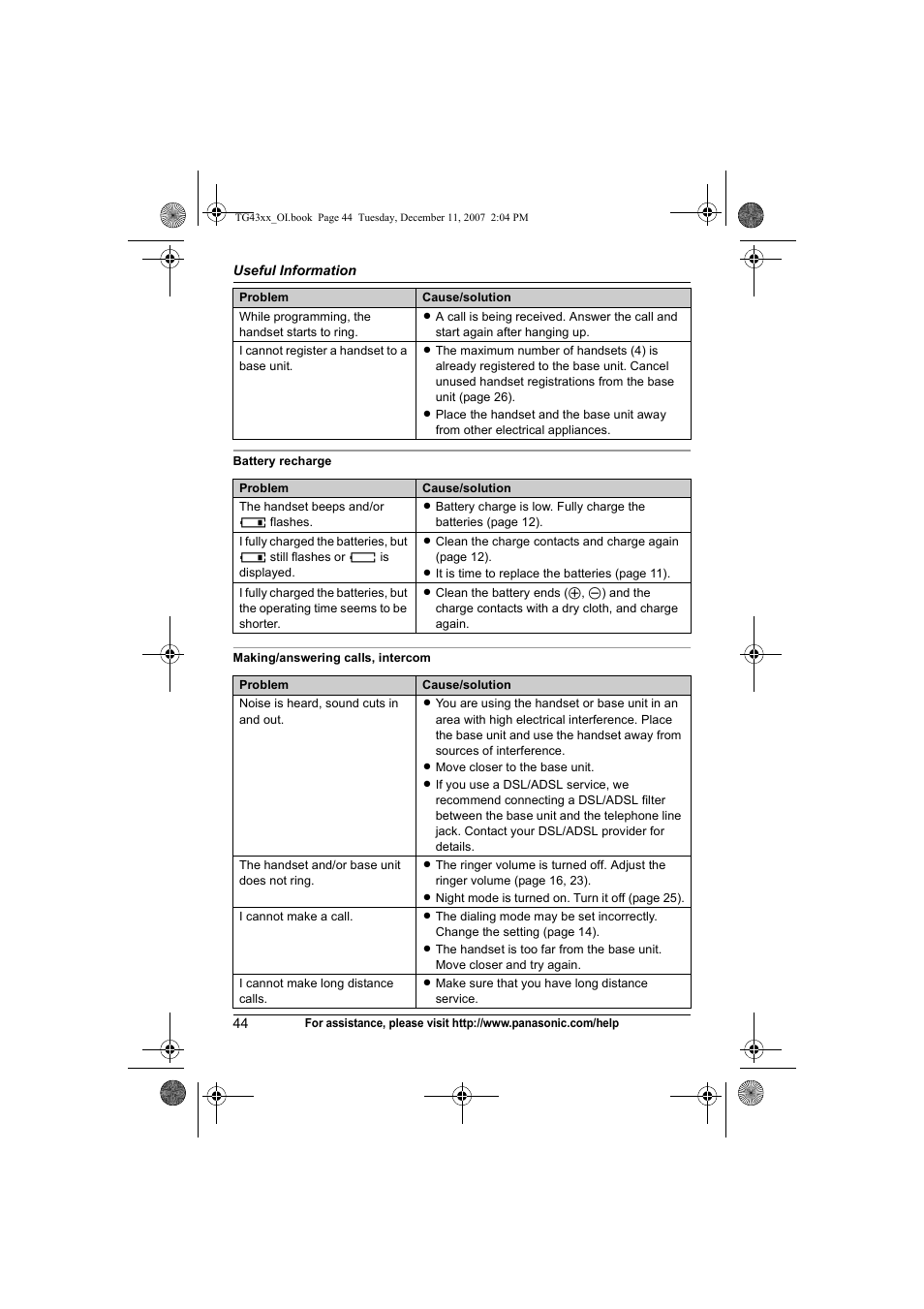 Panasonic KXTG4321 User Manual | Page 44 / 56