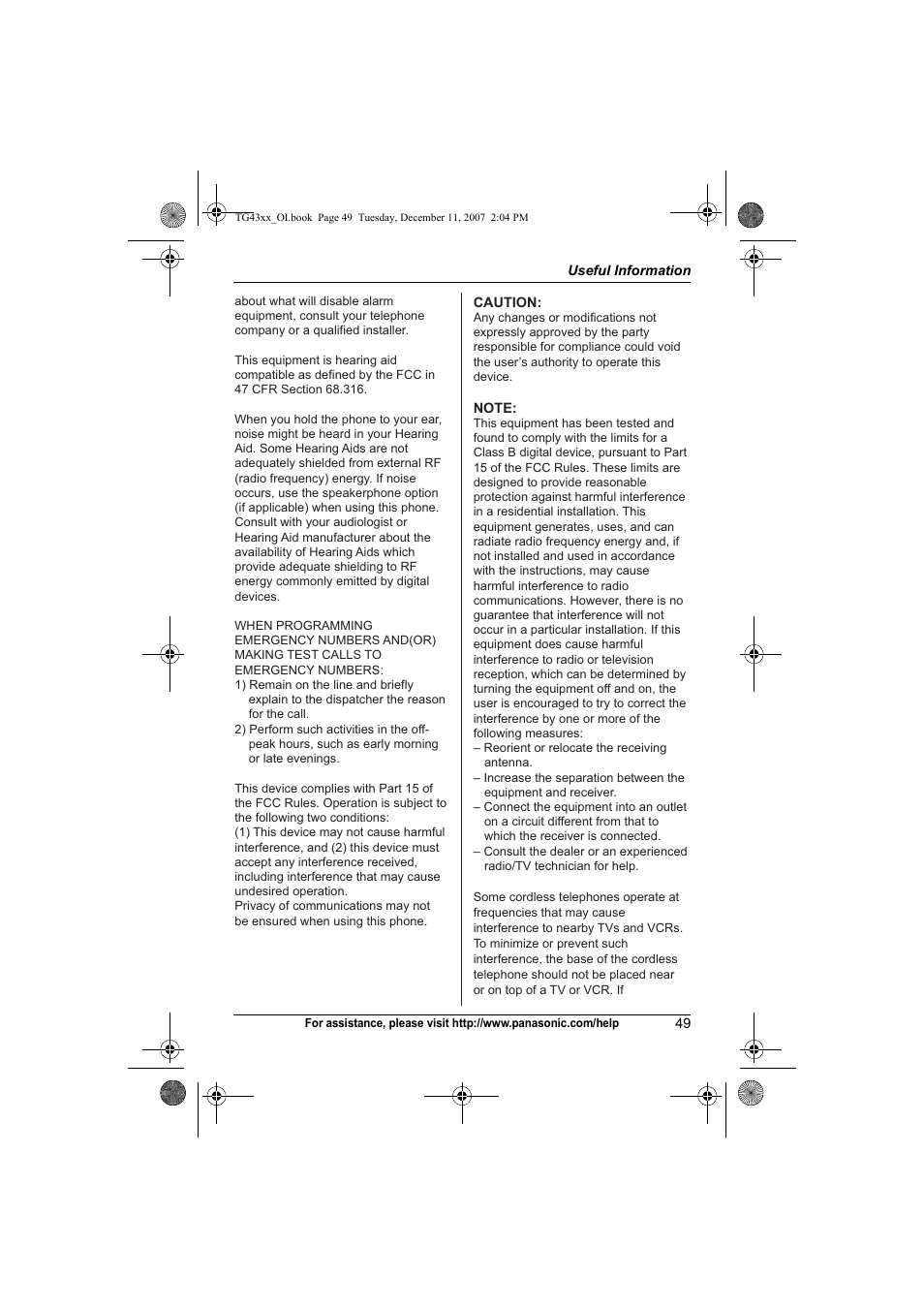 Panasonic KXTG4321 User Manual | Page 49 / 56