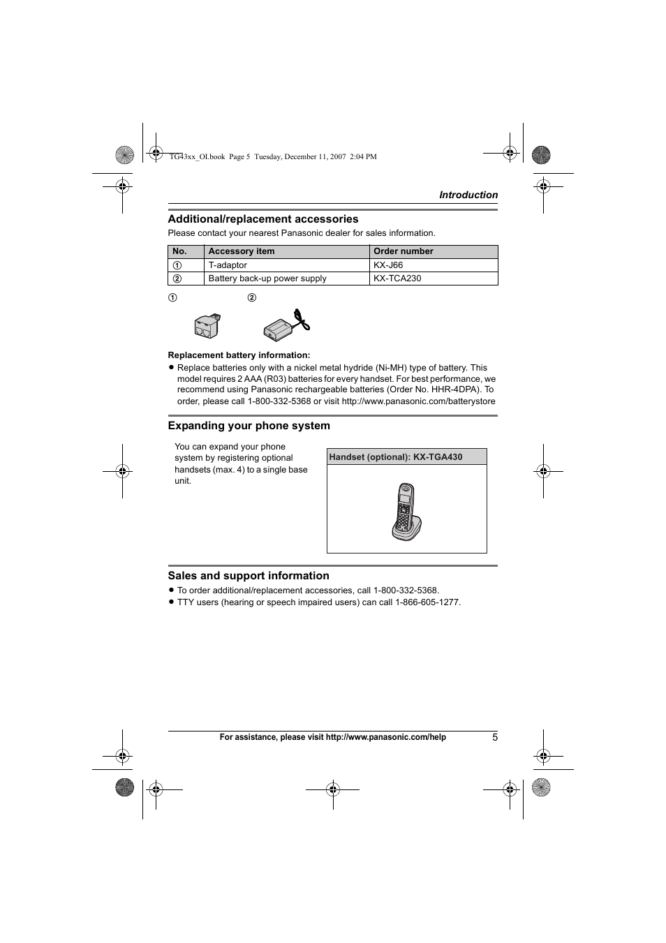 Panasonic KXTG4321 User Manual | Page 5 / 56