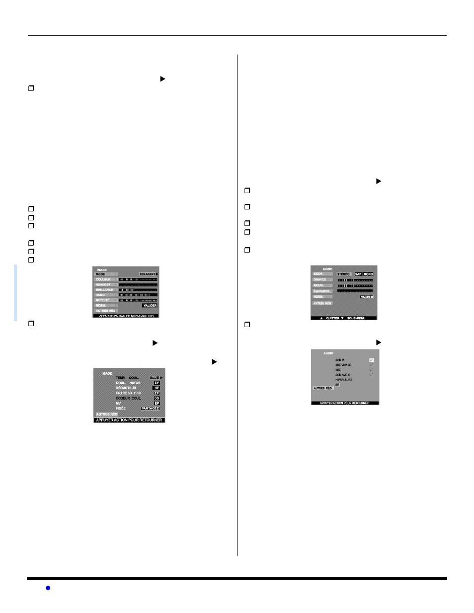 Fonctionnement avec menus à icônes, Image, Audio | Panasonic PT 56WX53 User Manual | Page 88 / 104