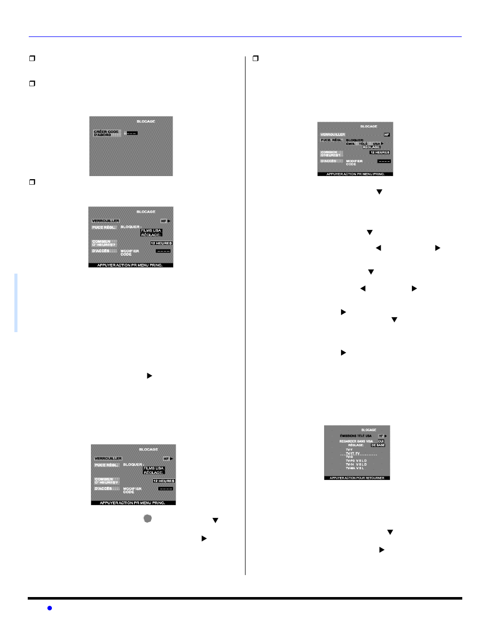 Minuterie (suite), Blocage | Panasonic PT 56WX53 User Manual | Page 90 / 104