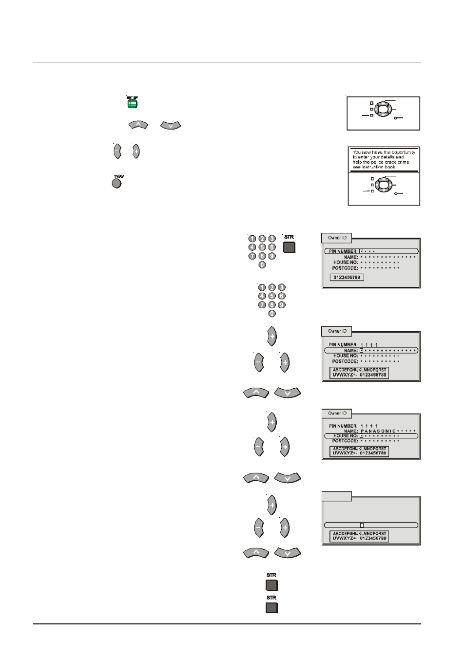Owner id, Setup menu - owner id | Panasonic TX-76PW300A User Manual | Page 20 / 40